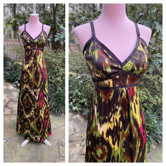 Silk Maxi Dress, Silk Dress, Festival Dress, Boho Maxi Dress L - Picture 1 of 8